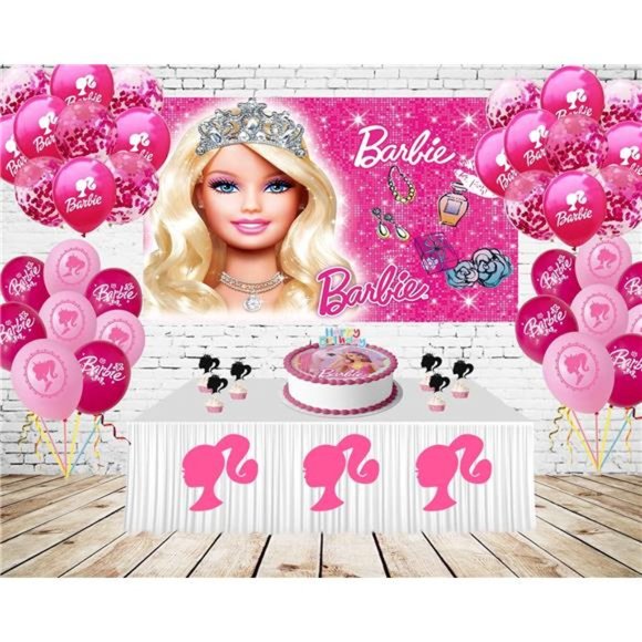 Sparkling Birthday Party Decorations Girl Birthday,Baby Shower Pink Barbie 5x3ft - Picture 7 of 7